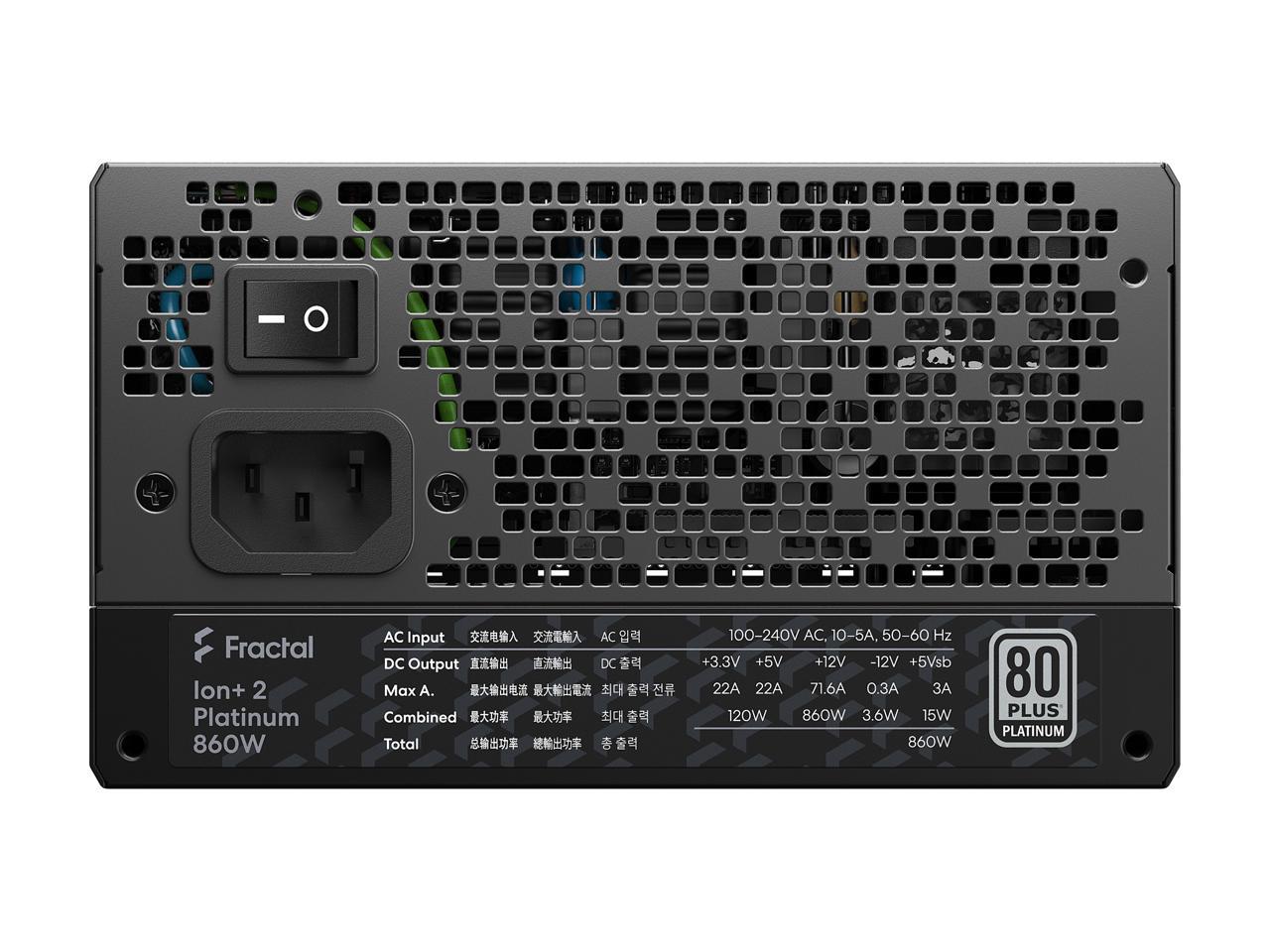 Fractal Design Ion+ 2 860W 80 Plus Platinum Certified 860W Full Modular Atx Power Supply/ Fd-P-Ia2P-860-Us