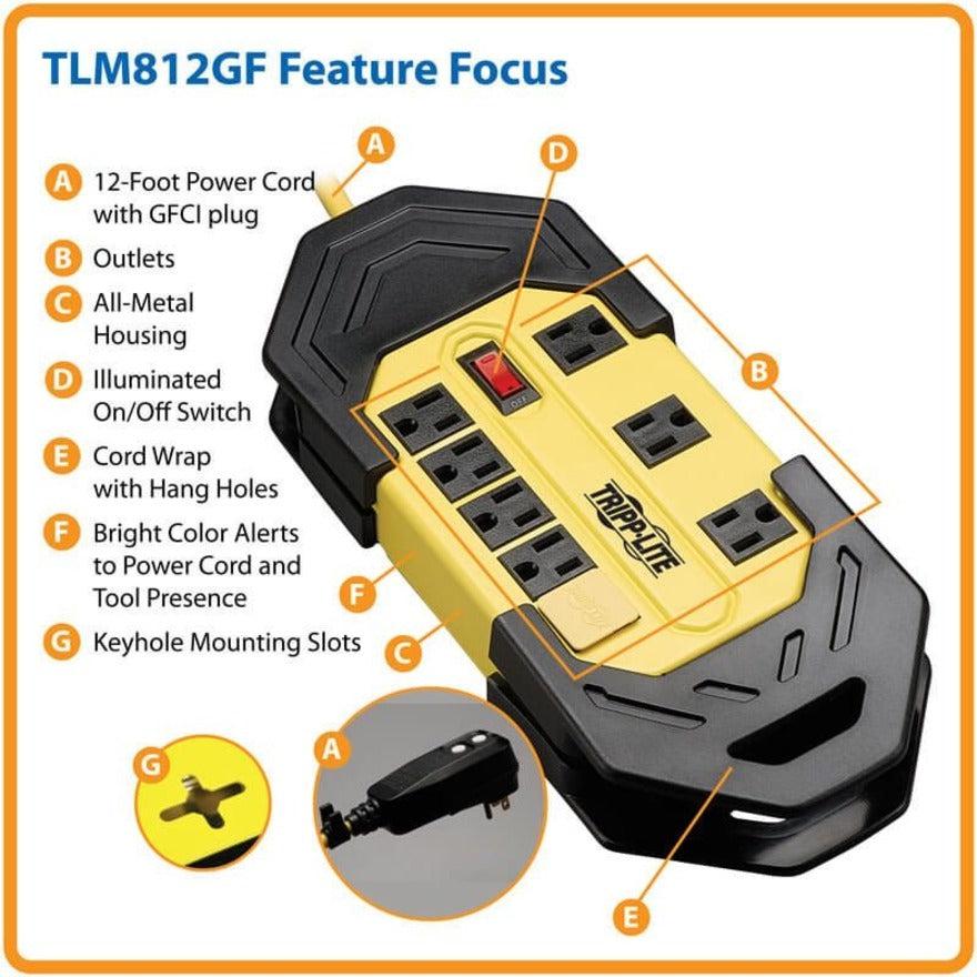 GFCI Power Strip 8 Outlet Safety Strip - Tripp Lite by Eaton | TecISoft TLM812GF