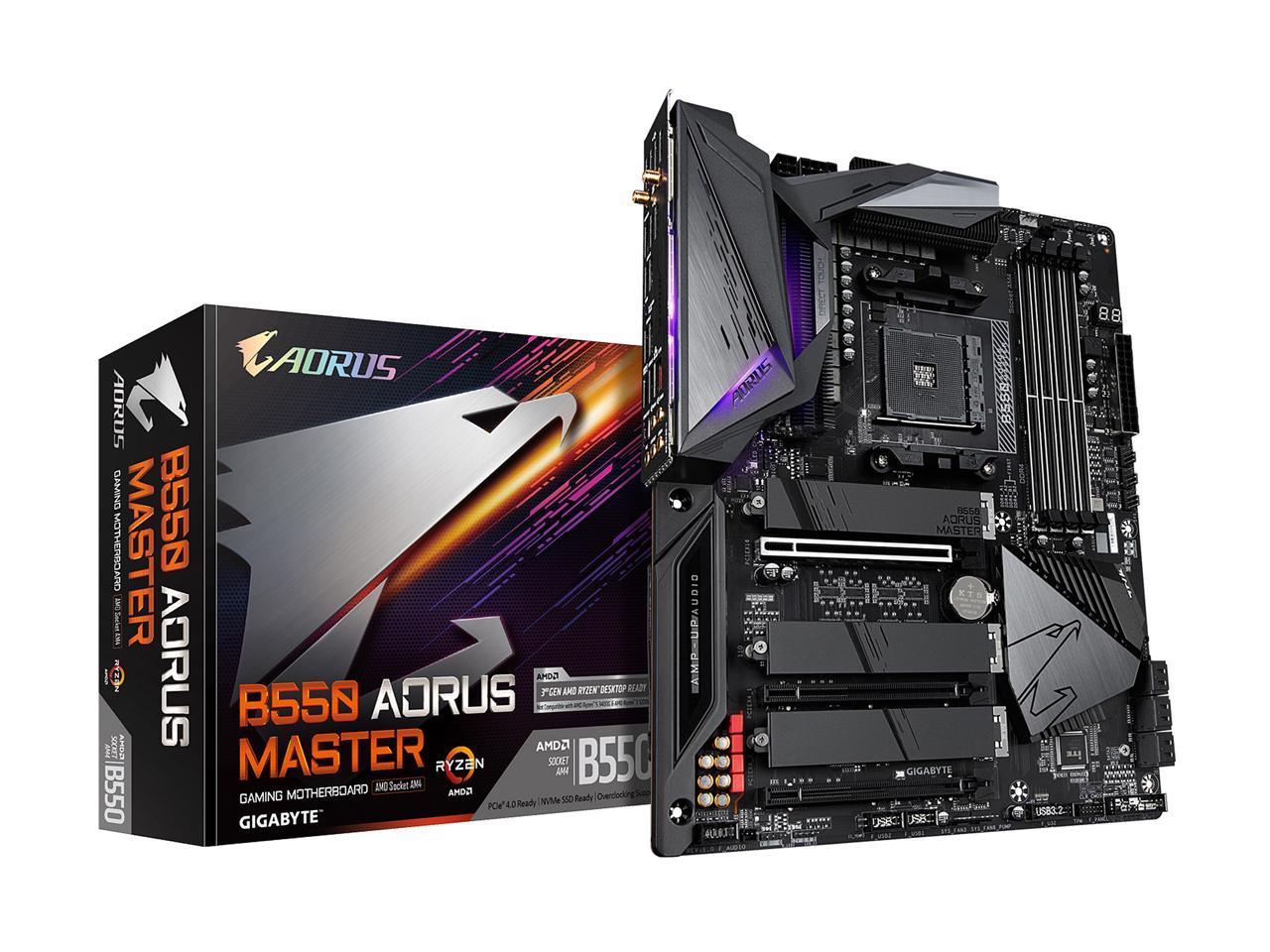 Gigabyte B550 Aorus Master Am4 Amd B550 Atx Motherboard With Triple M.2, Sata 6Gb/S, Usb 3.2 Gen 2, Wifi 6, 2.5 Gbe Lan, Pcie 4.0