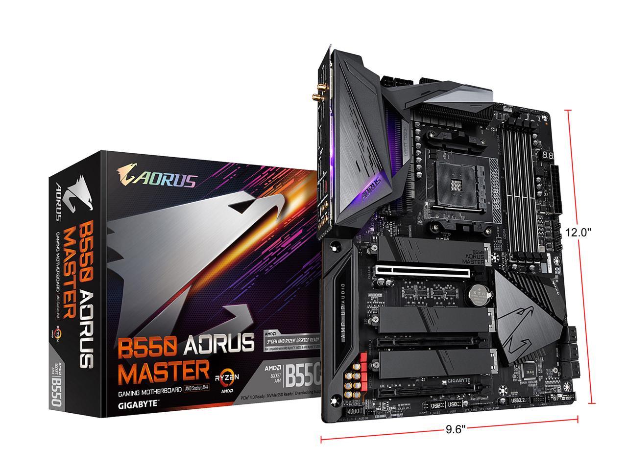 Gigabyte B550 Aorus Master Am4 Amd B550 Atx Motherboard With Triple M.2, Sata 6Gb/S, Usb 3.2 Gen 2, Wifi 6, 2.5 Gbe Lan, Pcie 4.0