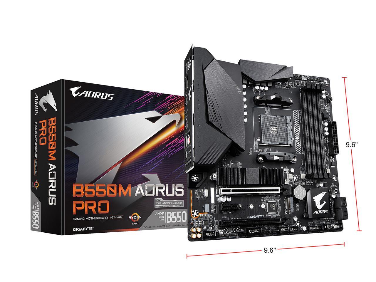 Gigabyte B550M Aorus Pro Am4 Amd B550 Micro-Atx Motherboard With Dual M.2, Sata 6Gb/S, Usb 3.2 Gen 2, Pcie 4.0