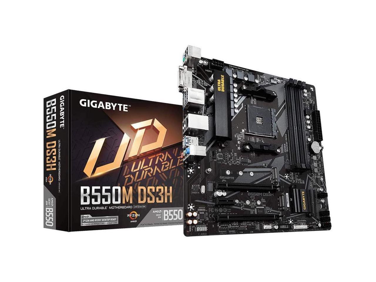 Gigabyte B550M Ds3H Am4 Amd B550 Micro-Atx Motherboard With Dual M.2, Sata 6Gb/S, Usb 3.2 Gen 1, Pcie 4.0
