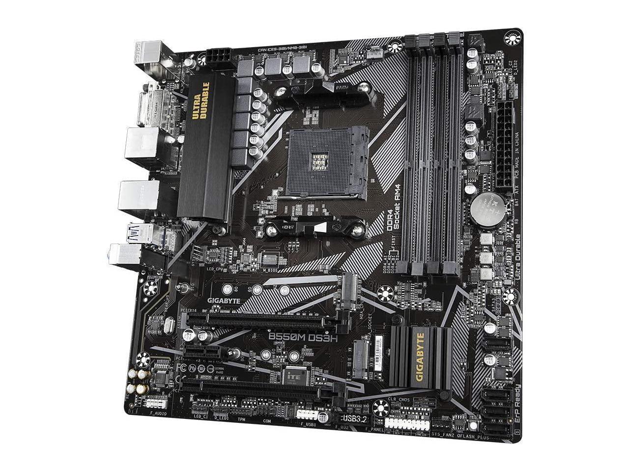Gigabyte B550M Ds3H Am4 Amd B550 Micro-Atx Motherboard With Dual M.2, Sata 6Gb/S, Usb 3.2 Gen 1, Pcie 4.0