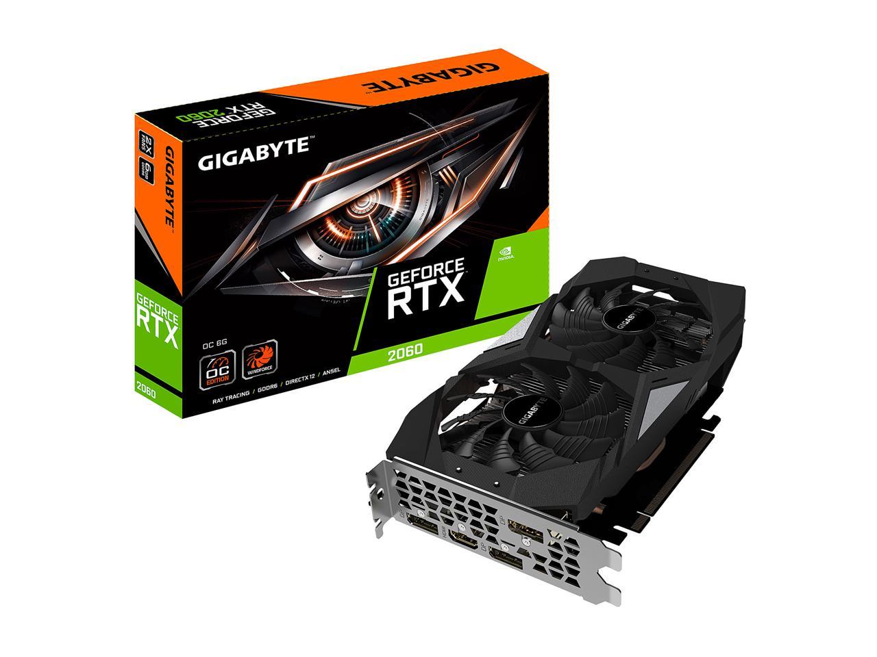 Gigabyte Geforce Rtx 2060 Oc 6G Graphics Card, 2 X Windforce GV