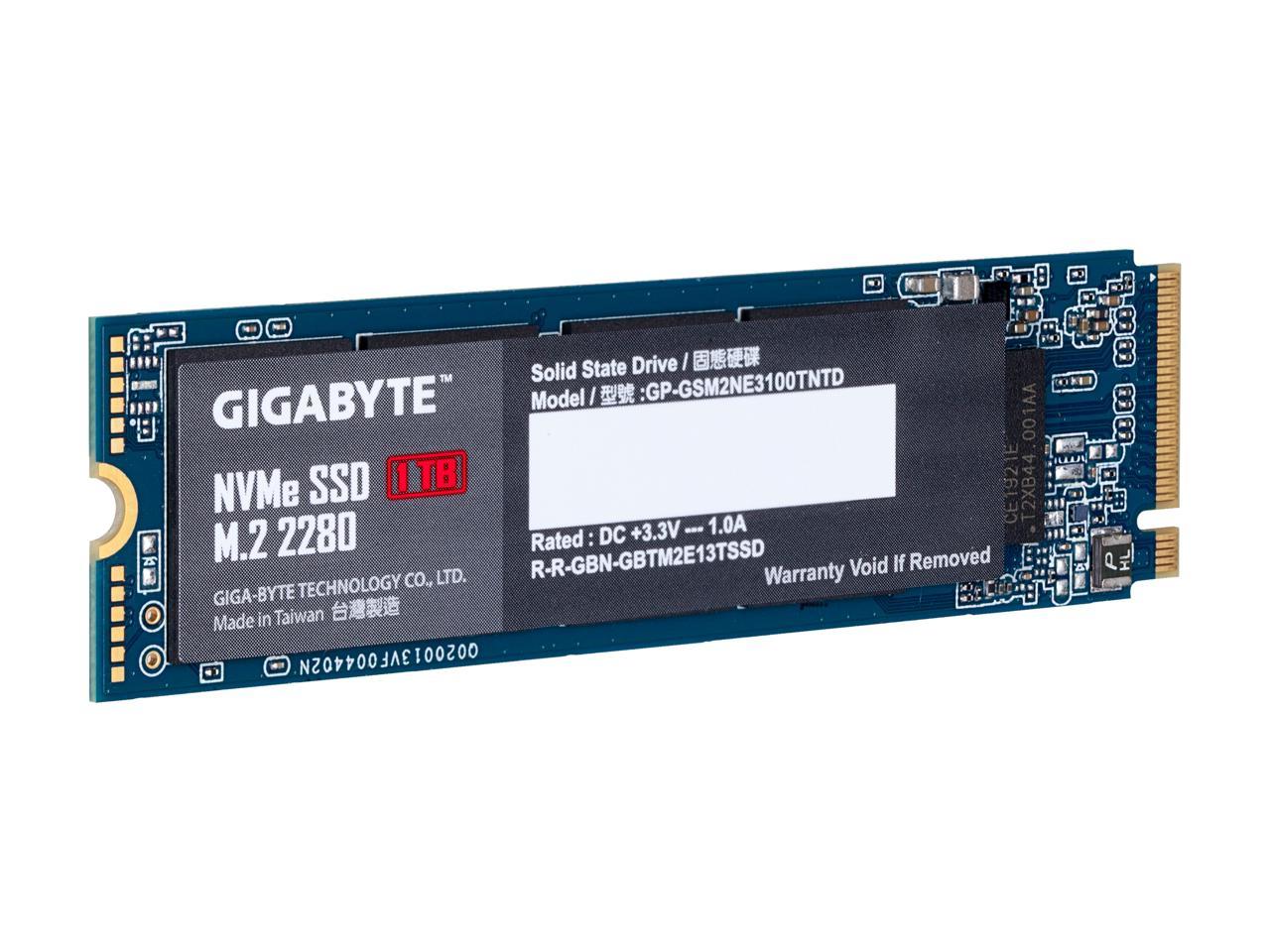 Gigabyte M.2 2280 1Tb Pci-Express 3.0 X4, Nvme 1.3 Internal Solid State Drive (Ssd) Gp-Gsm2Ne3100Tntd