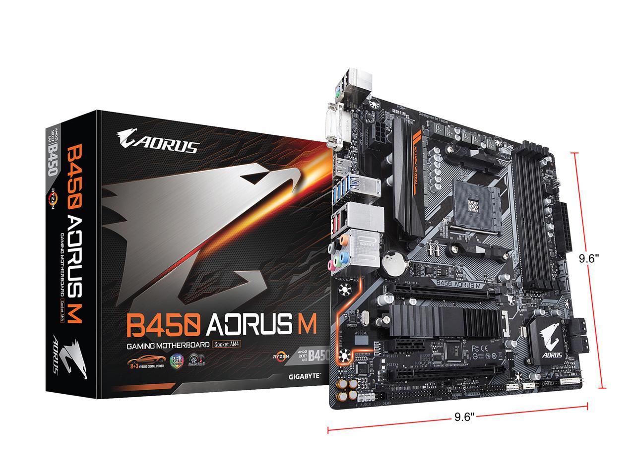 Gigabyte Motherboard B450 Aorus M Am4 Amd B450 Sata 6Gb/S Micro Atx Amd Motherboard