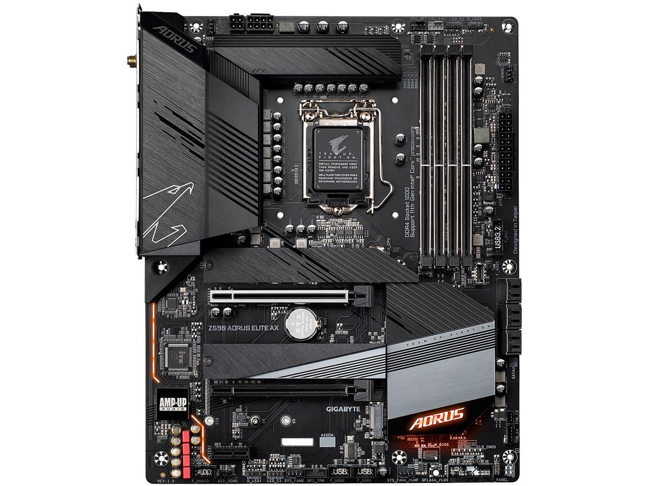 Gigabyte Z590 Aorus Elite Ax Lga 1200 Intel Z590 Atx Motherboard With Triple M.2, Pcie 4.0, Usb 3.2 Gen2X2 Type-C, Intel Wifi 6, 2.5Gbe Lan