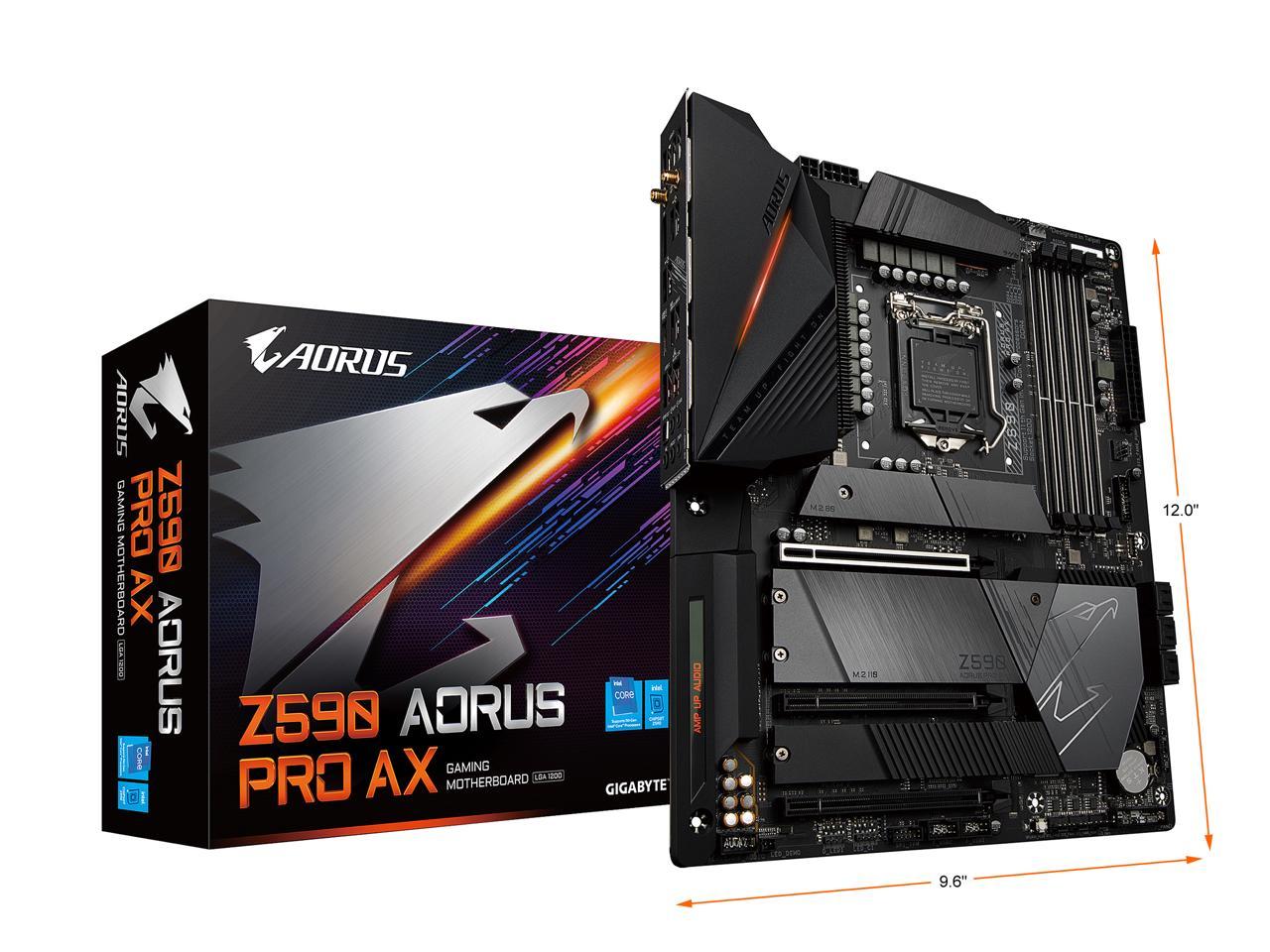 Gigabyte Z590 Aorus Pro Ax Lga 1200 Intel Z590 Atx Motherboard With 4 X M.2, Pcie 4.0, Usb 3.2 Gen2X2 Type-C, Intel Wifi 6, 2.5Gbe Lan