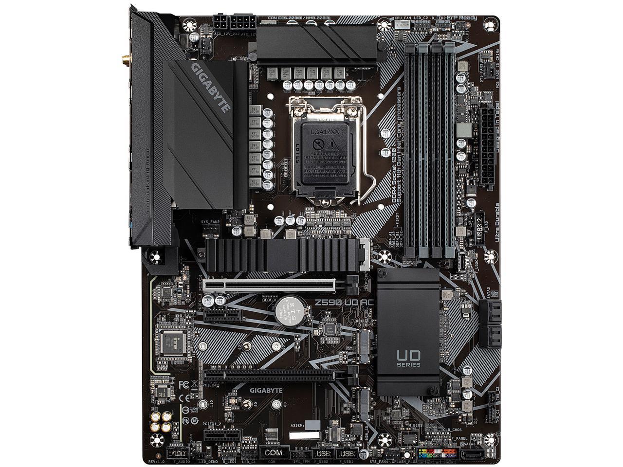 Gigabyte Z590 Ud Ac Lga 1200 Intel Z590 Atx Motherboard With Triple M.2, Pcie 4.0, Usb 3.2 Gen 2, Intel Wireless-Ac, 2.5Gbe Lan