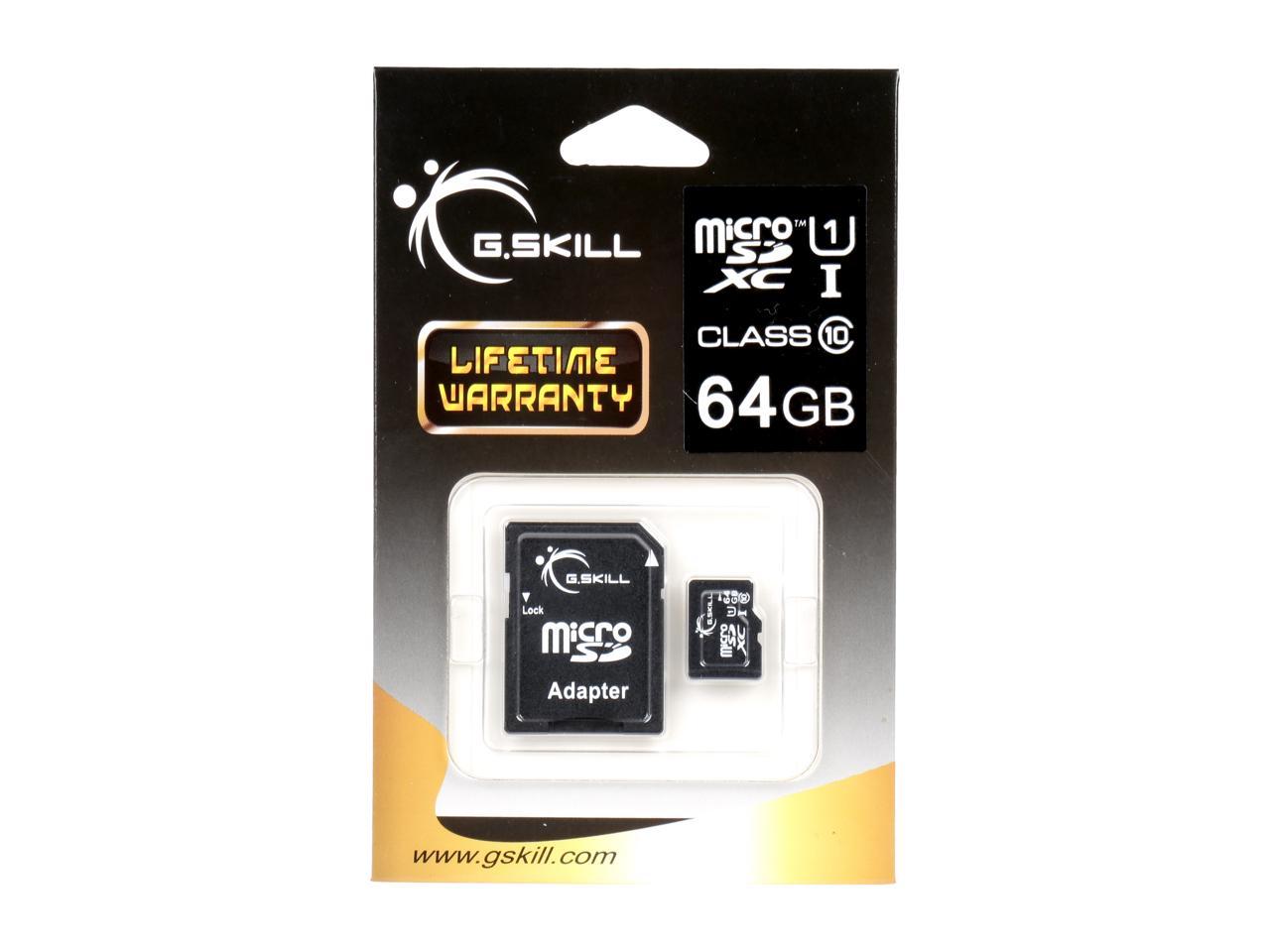 G.Skill 64Gb Microsdxc Uhs-I/U1 Class 10 Memory Card With Adapter (Ff-Tsdxc64Ga-U1)