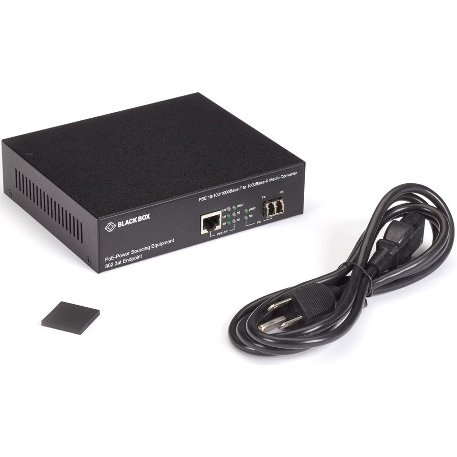 Gigabit Ethernet PoE Media Converter 10/100/1000 Mbps Copper to Multimode Fiber Black Box LPS500A-MM-LC-R3 | TecISoft