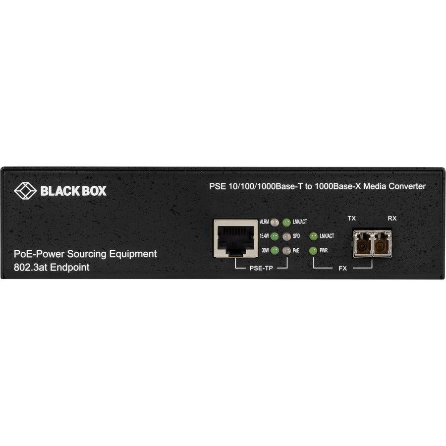 Gigabit Ethernet PoE Media Converter 10/100/1000 Mbps Copper to Multimode Fiber Black Box LPS500A-MM-LC-R3 | TecISoft