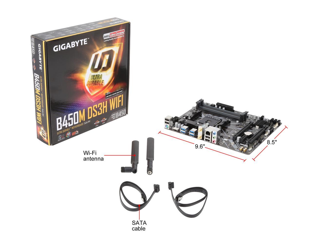 Gigabyte B450M Ds3H Wifi Am4 Amd B450 Sata 6Gb/S Micro Atx Amd Motherboard