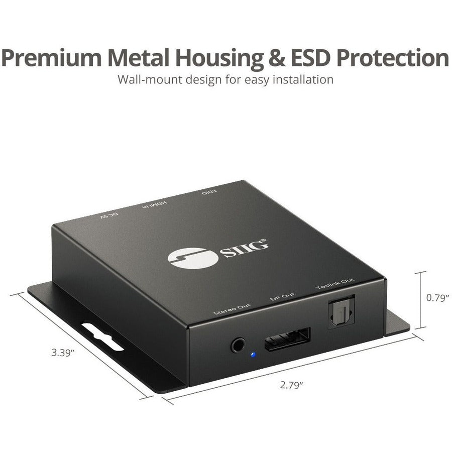 HDMI to DisplayPort Converter - SIIG Audio Extractor TAA Compliant | TecISoft CE-H26A11-S1