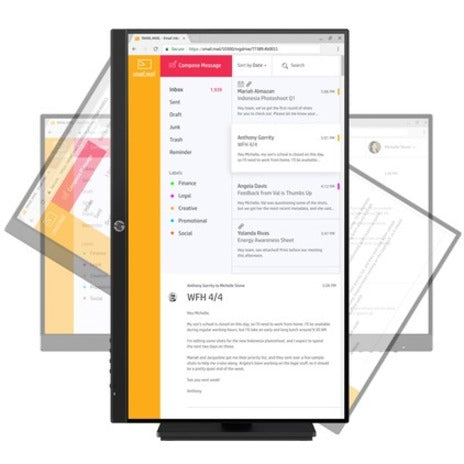 HP P24h G4 24 Class Full HD LCD Monitor - 16:9 - Black" 9UJ13A8#ABA