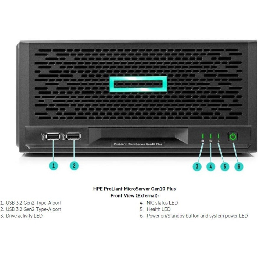 HPE ProLiant MicroServer Gen10 Plus Ultra Micro Tower Server - 1 x Intel Xeon E-2224 3.40 GHz - 16 GB RAM - Serial ATA/600 Controller P16006-421