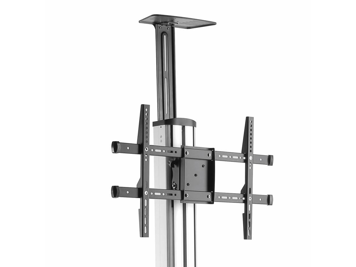 Height Adjustable TV Cart - Mobile Display Mount with Lockable Wheels | TeciSoft STNDMTV70