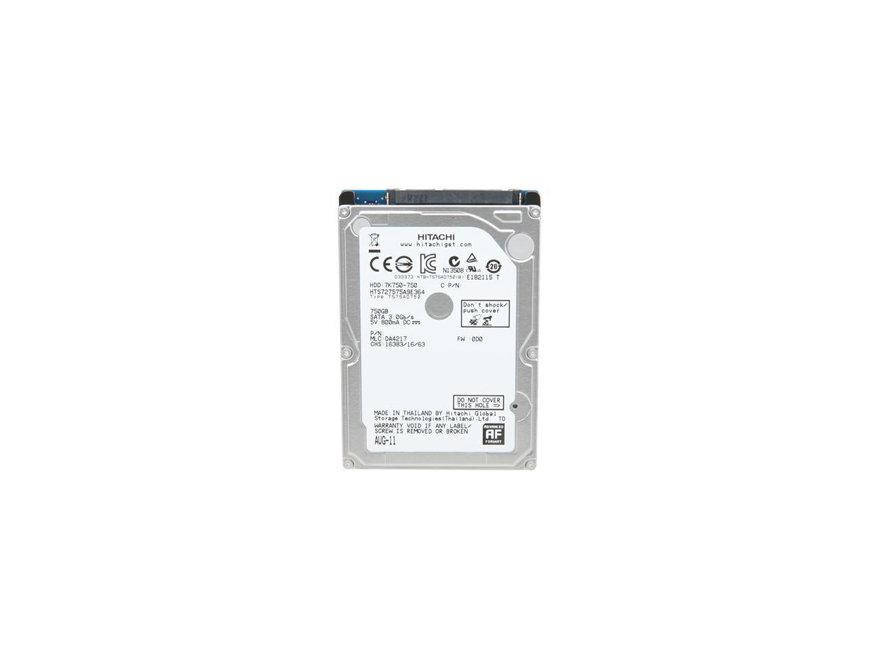 Hitachi Gst Travelstar 7K750 Hts727575A9E364 (0J12283) 750Gb 7200 Rpm 16Mb Cache Sata 3.0Gb/S 2.5" Internal Notebook Hard Drive Bare Drive