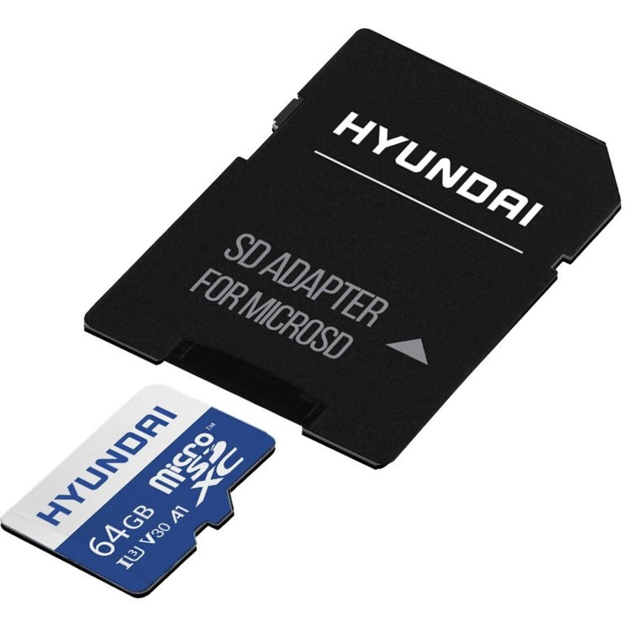 Hyundai 64GB microSDXC UHS-I Memory Card with Adapter, 90MB/s (U3) 4K Video, Ultra HD, A1, V30 SDC64GU3