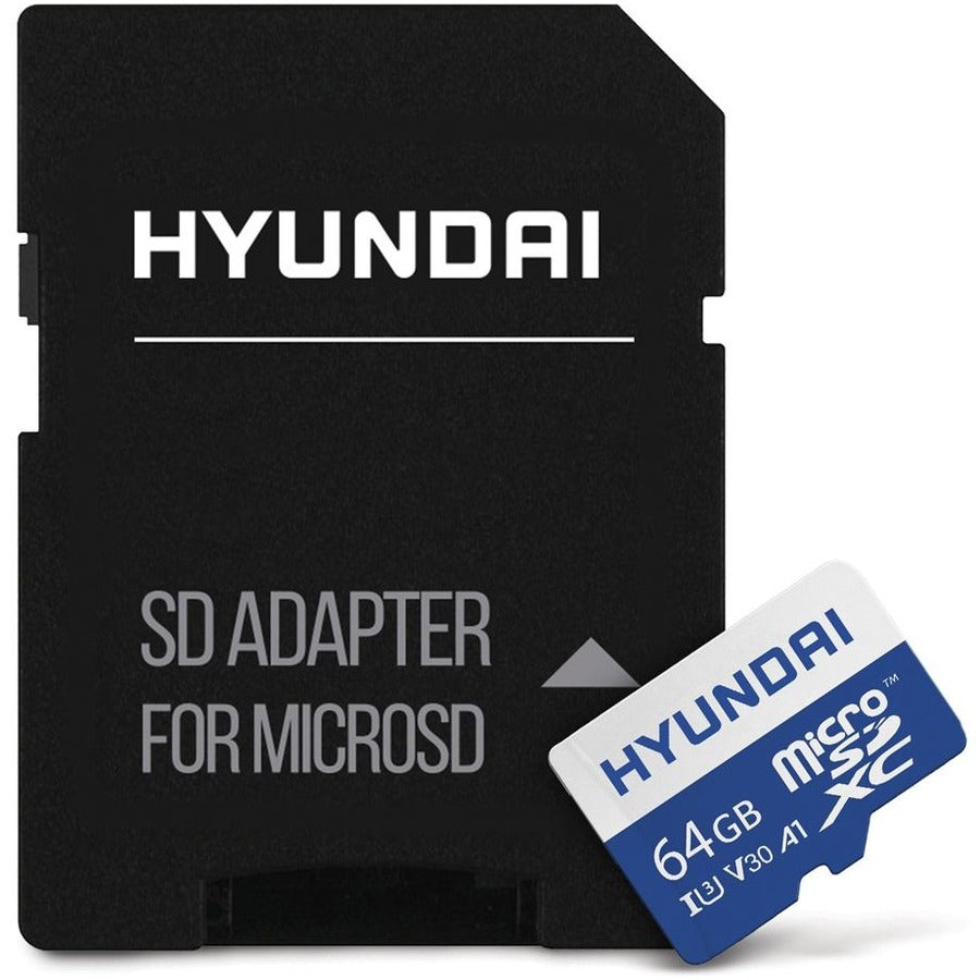 Hyundai 64GB microSDXC UHS-I Memory Card with Adapter, 90MB/s (U3) 4K Video, Ultra HD, A1, V30 SDC64GU3