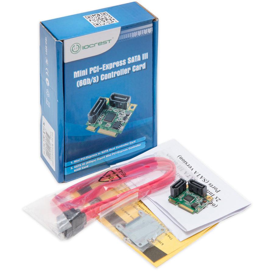 IO Crest Half Height 2 Port SATA III RAID Mini PCI-e 2.0 Card SI-MPE40095