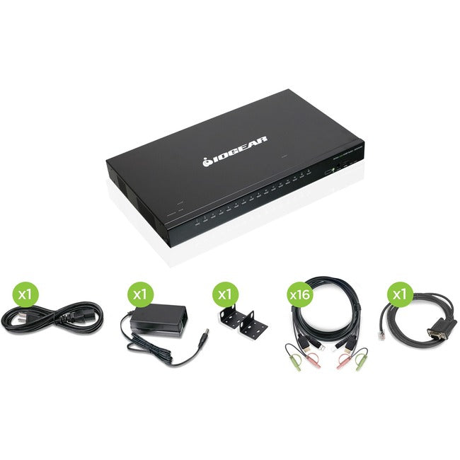 IOGEAR 16-Port USB HDMI KVMP Switch with USB Cable Sets GCS1816HKITU