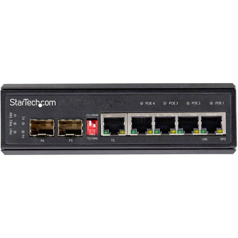 Industrial 6 Port Gigabit Ethernet Switch - 4 PoE RJ45 +2 SFP Slots IES1G52UP12V