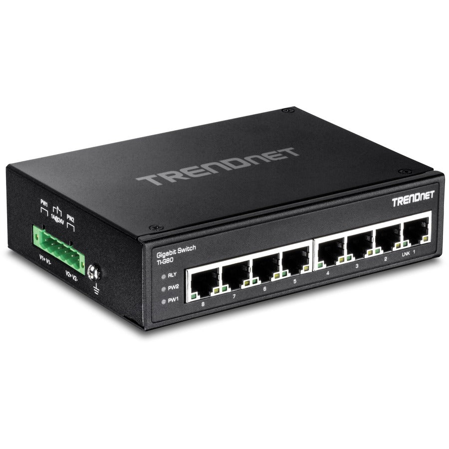 Industrial Ethernet Switch - 8-Port Gigabit DIN-Rail Hardened | TrendNet TI-G80