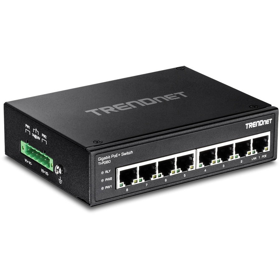 Industrial PoE Switch - 8-Port Gigabit DIN-Rail Ethernet Switch | TRENDnet TI-PG80