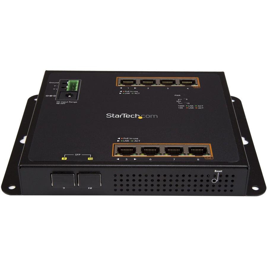 Industrial PoE+ Switch - 8 Port Managed Gigabit Ethernet Switch with SFP | TechSoft IES101GP2SFW