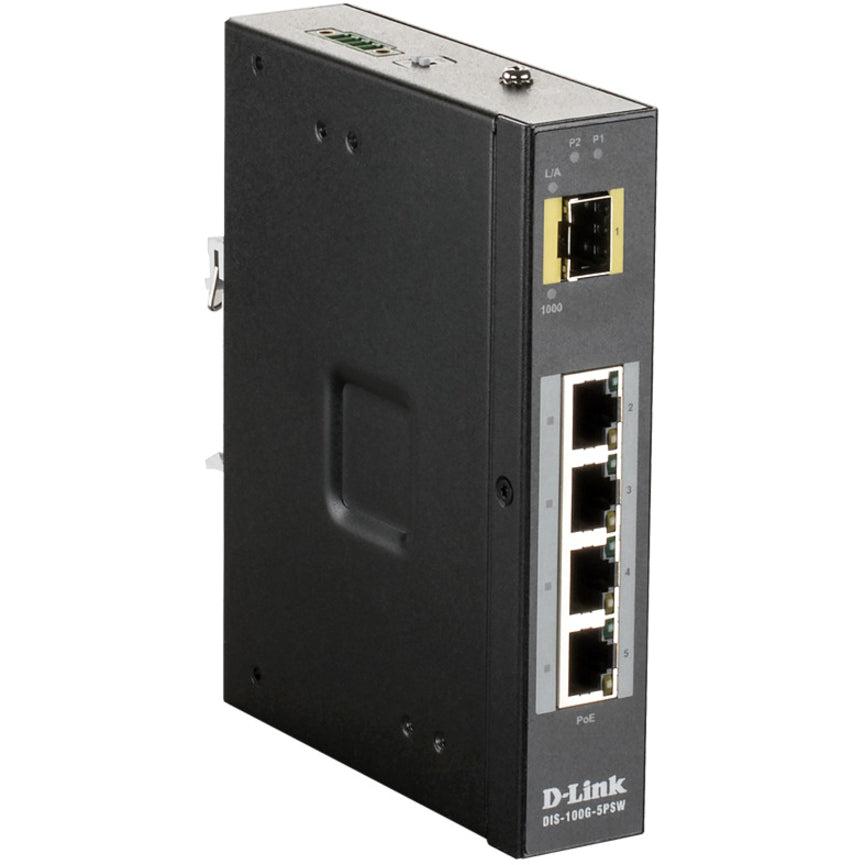 Industrial PoE Switch - D-Link DIS-100G-5PSW Unmanaged Gigabit with SFP | Tecisoft