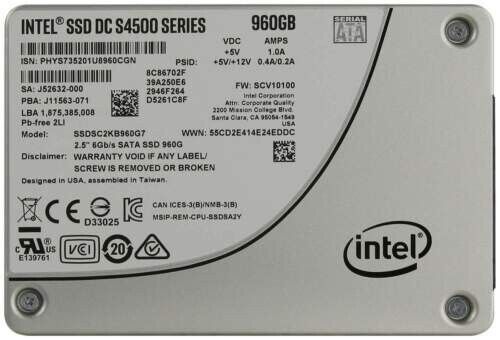 Intel-IMSourcing DC S4500 960 GB Solid State Drive - 2.5 Internal - SATA (SATA/600)" SSDSC2KB960G701