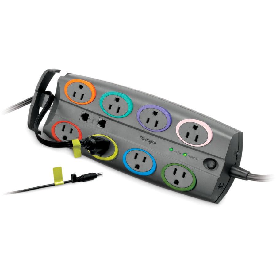 Kensington K62690Na Surge Protector Black, Multicolour 8 Ac Outlet(S) 2.4 M