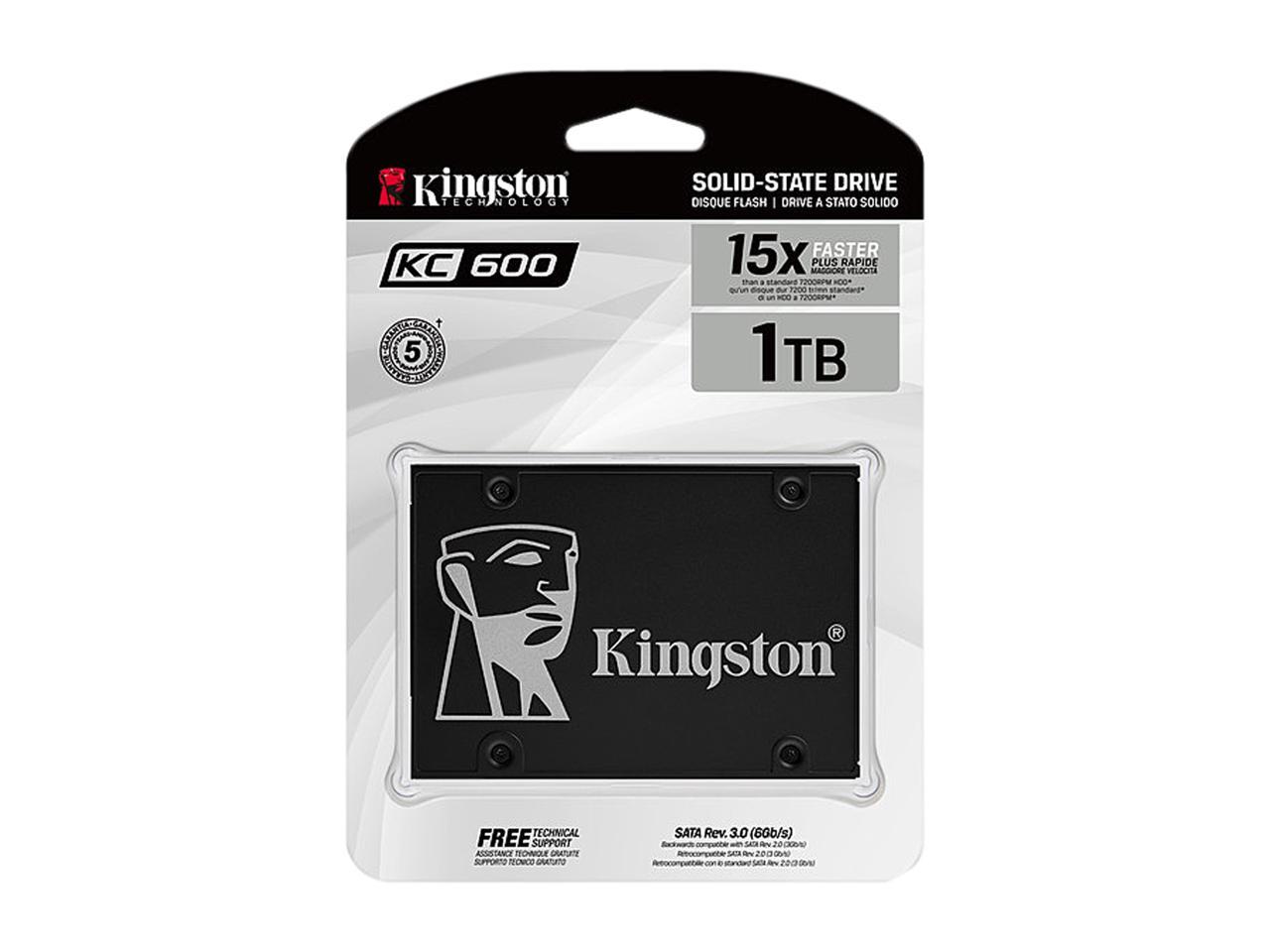 Kingston KC600 1 TB Solid State Drive - 2.5 Internal - SATA (SATA/600)" SKC600/1024G