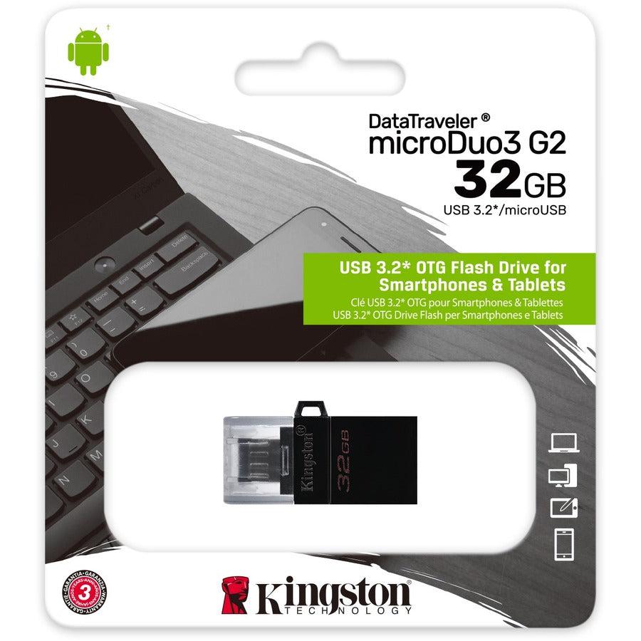 Kingston Technology Datatraveler Microduo3 G2 Usb Flash Drive 32 Gb Usb Type-A / Micro-Usb 3.2 Gen 1 (3.1 Gen 1) Black