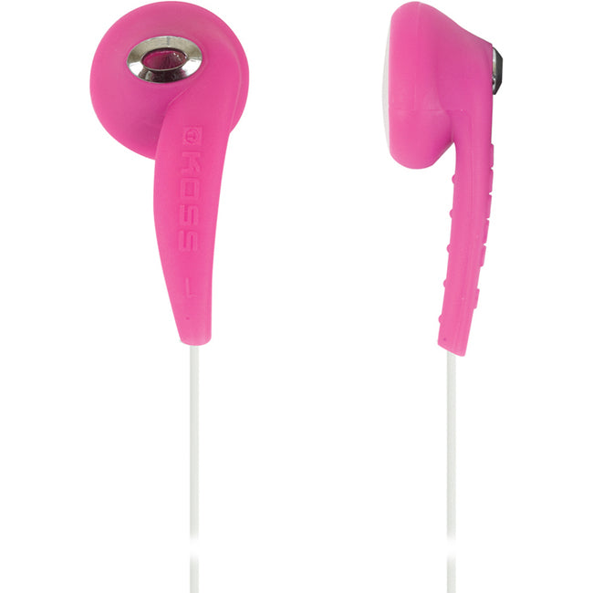 Koss Ke10P Pink Stereo Earbuds Slim - Contour Design Soft Rubber Body