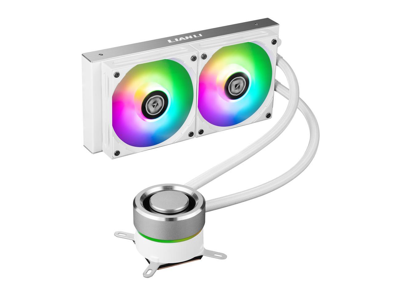 Lian Li Galahad Aio 240 Rgb White, Dual 120Mm Addressable Rgb Fans Aio Cpu Liquid Cooler