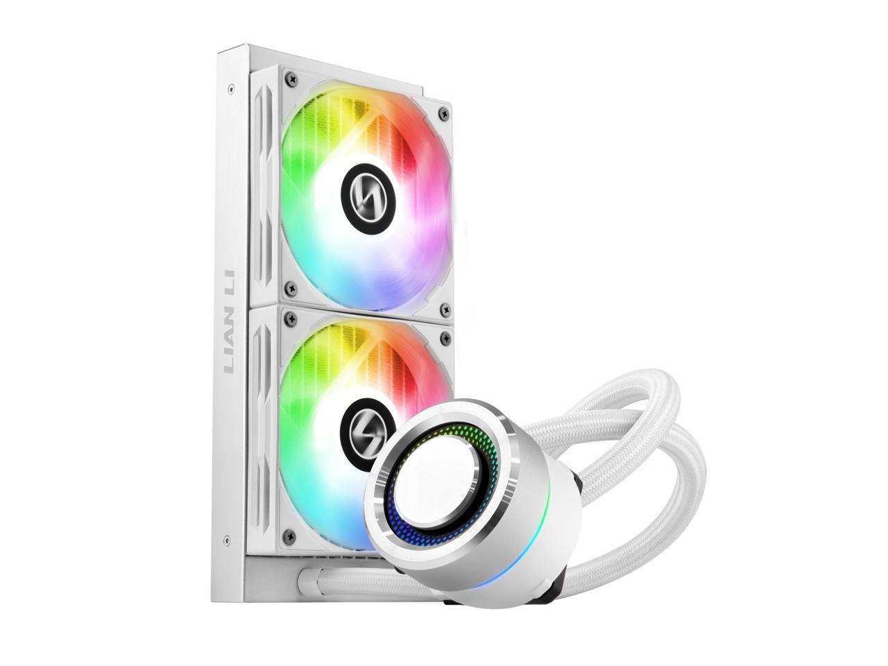 Lian Li Galahad Aio 240 Rgb White, Dual 120Mm Addressable Rgb Fans Aio Cpu Liquid Cooler