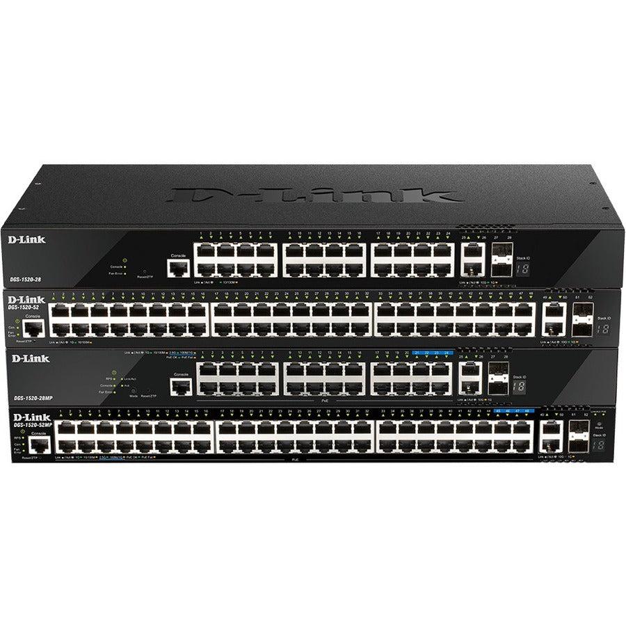 Layer 3 Stackable Switch - 10G Uplinks Smart Managed Zero Touch | D-Link DGS-1520-28