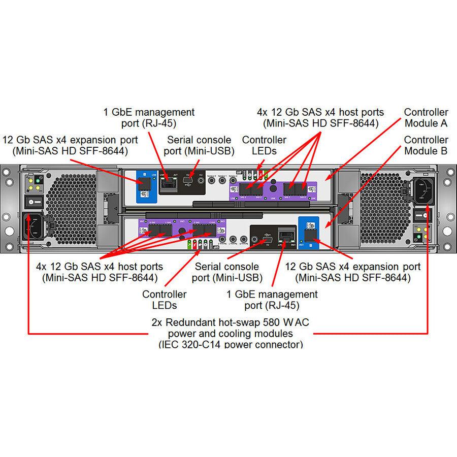 Lenovo Ds4200 Sff Sas Dual Contr Disk Array Rack (2U) Black, Stainless Steel