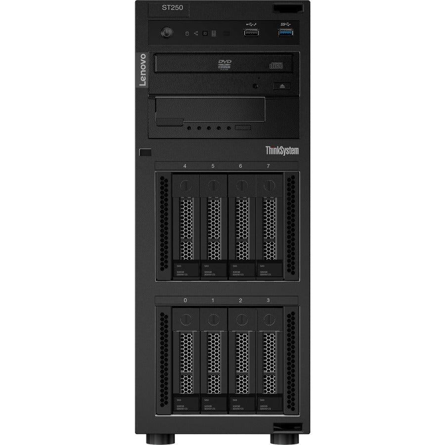 Lenovo ThinkSystem ST250 7Y45A064NA 4U Tower Server - 1 x Intel Pentium G5400 3.70 GHz - 8 GB RAM - Serial ATA/600 Controller