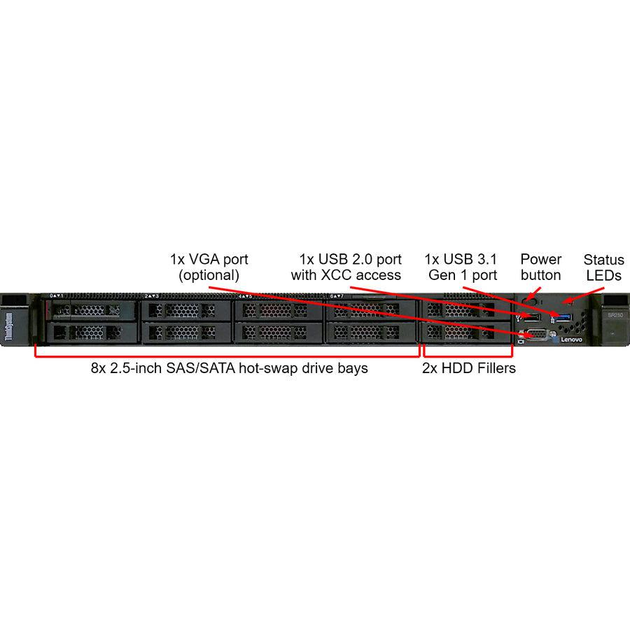 Lenovo Thinksystem Sr250 Server 3.4 Ghz 8 Gb Rack (1U) Intel® Xeon® 450 W Ddr4-Sdram