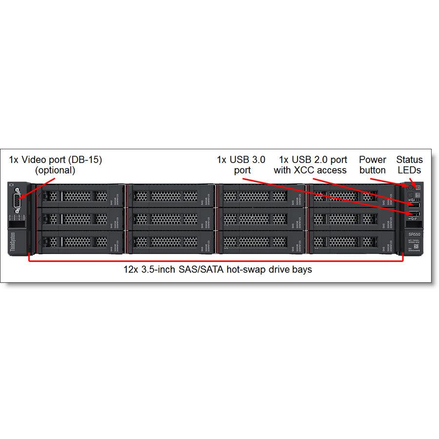 Lenovo Thinksystem Sr550 Server 61.4 Tb 2.1 Ghz 32 Gb Rack (2U) Intel® Xeon® 750 W Ddr4-Sdram