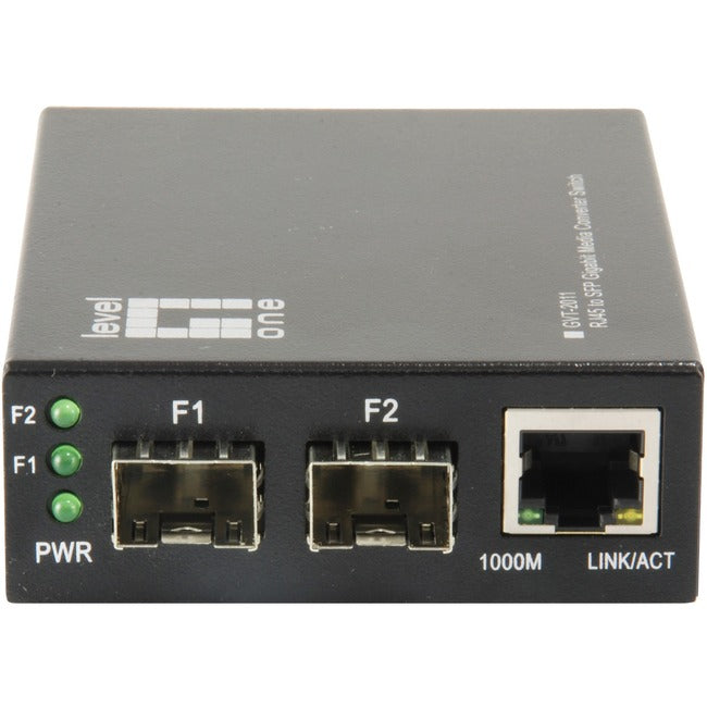 Levelone Rj45 To Sfp Gigabit Media Converter Switch, 2 X Sfp, 1 X Rj45