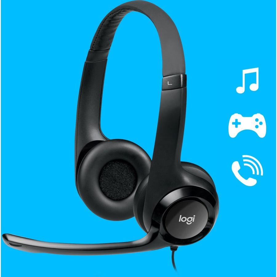 Logitech H390 Usb Computer Headset Wired Calls/Music Black