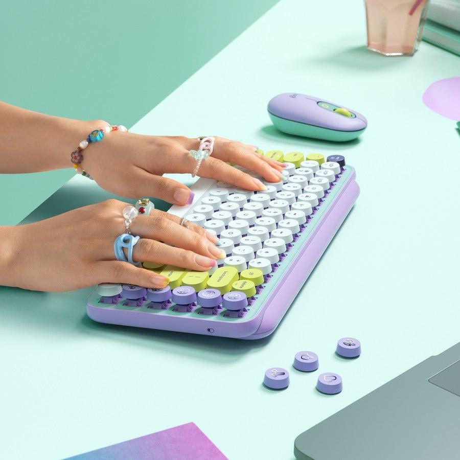 Logitech Pop Keys Keyboard Rf Wireless + Bluetooth Mint Colour, Violet, White, Yellow