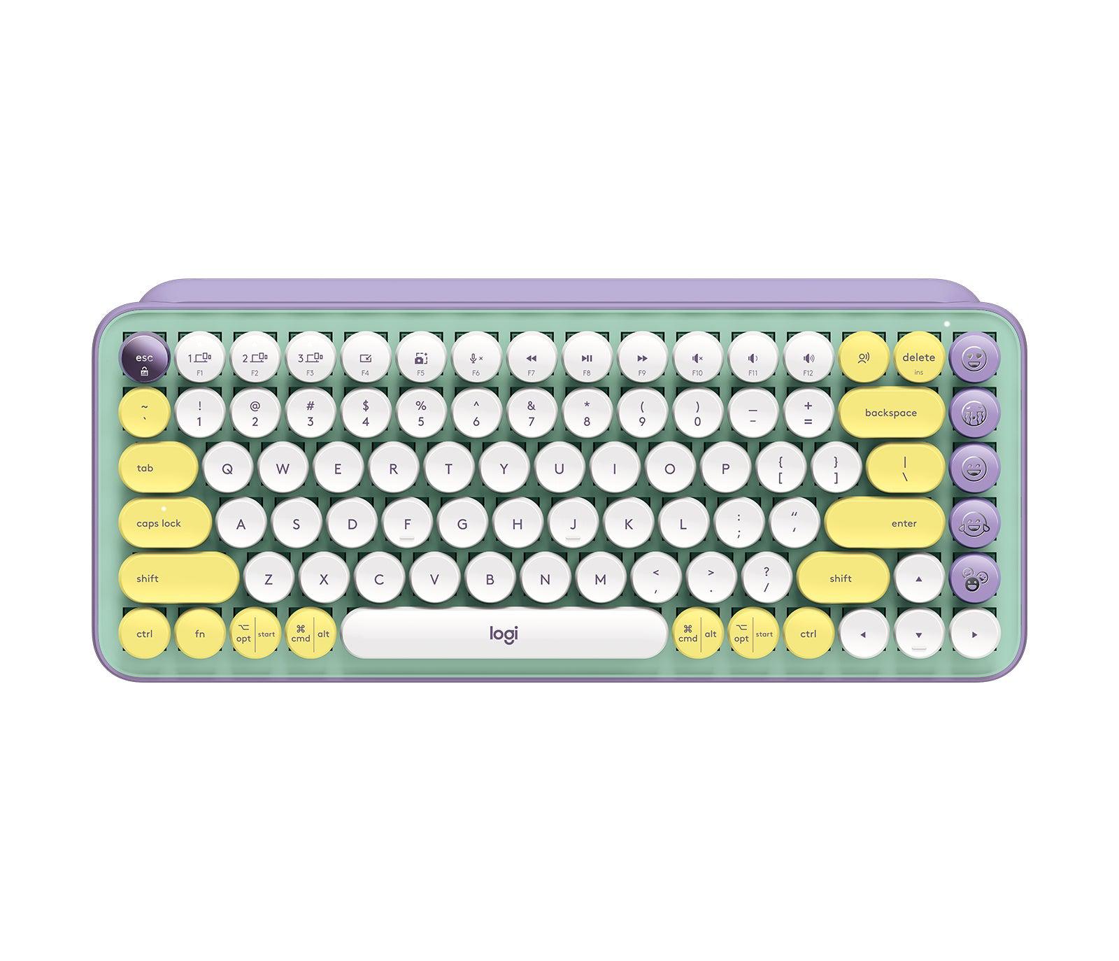 Logitech Pop Keys Keyboard Rf Wireless + Bluetooth Mint Colour, Violet, White, Yellow