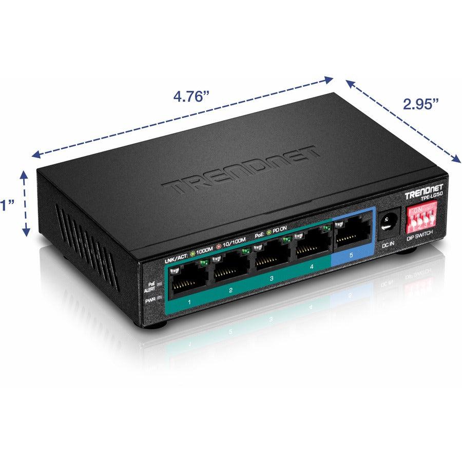 Long Range PoE+ Switch - 5-Port Gigabit Extended Distance Solution | TecISoft TPE-LG50