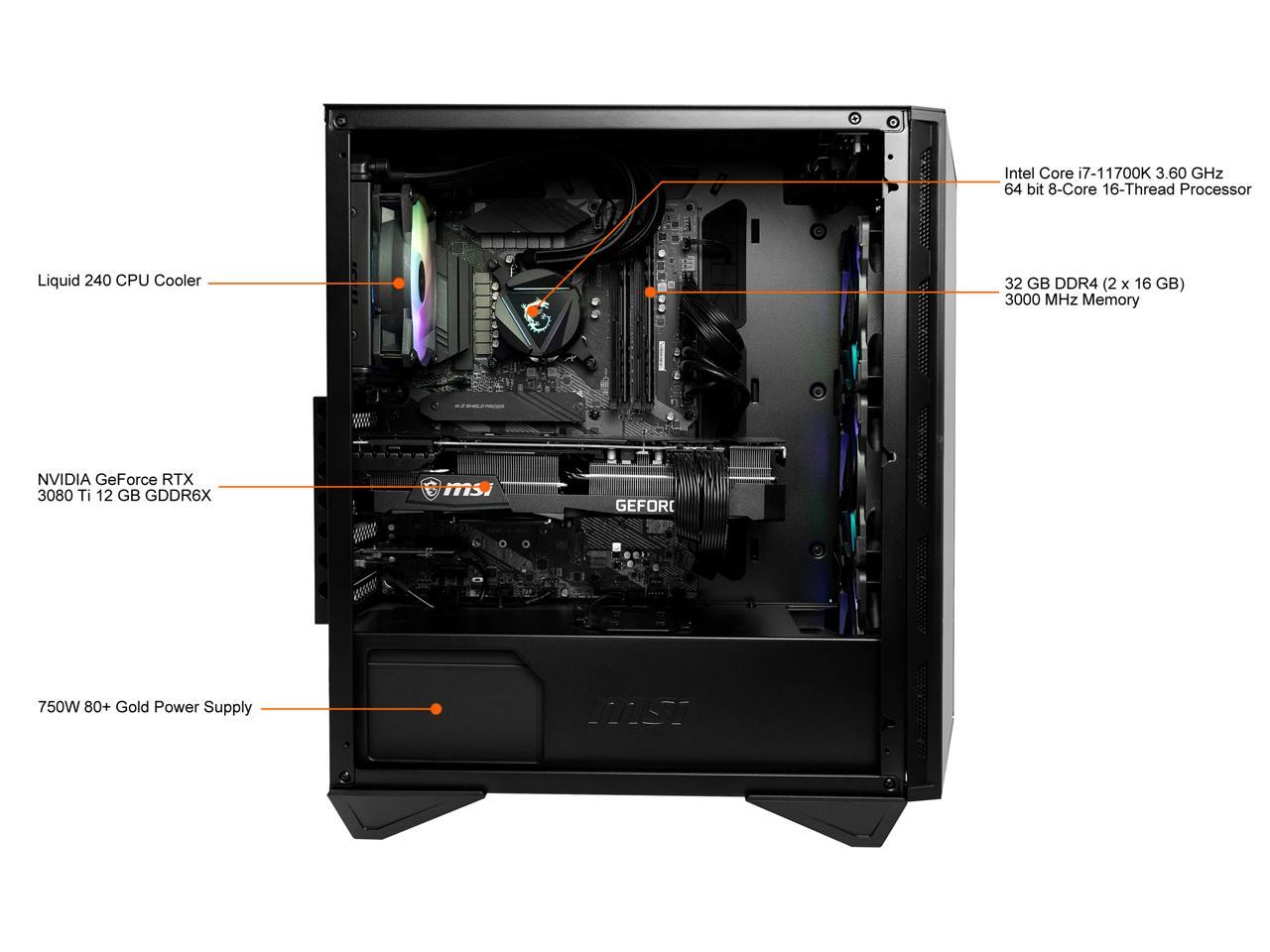 Msi Aegis Rs 11Tf-223Us Intel Core I7-11700K 3.6-4.9Ghz/ 32Gb (2X16Gb) Ddr4/ 2Tb M.2 Nvme Ssd +