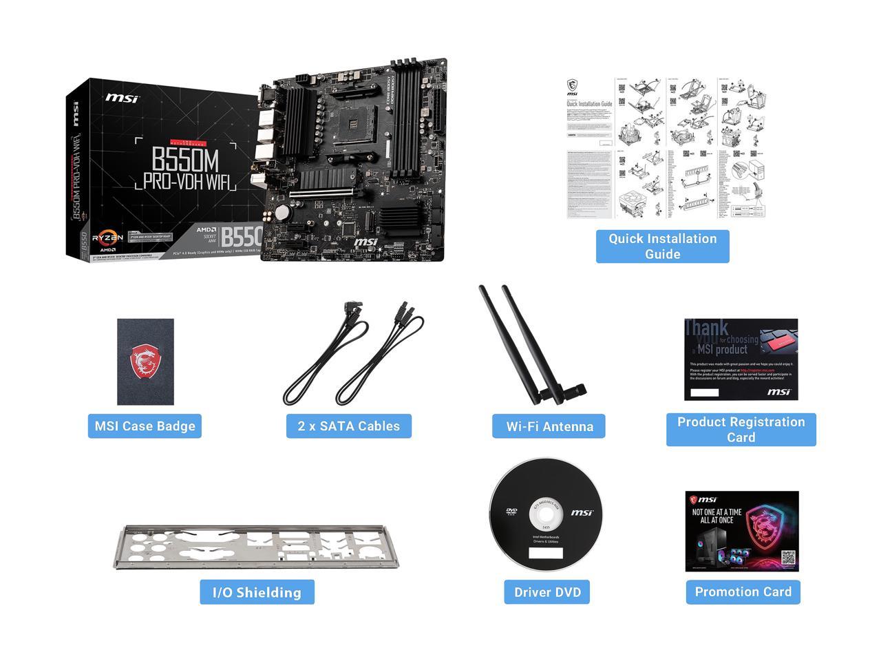 Msi B550M Pro-Vdh Wifi Socket Am4/ Amd B550/ Ddr4/ Sata3&Usb3.2/ M.2/ Micro-Atx Motherboard